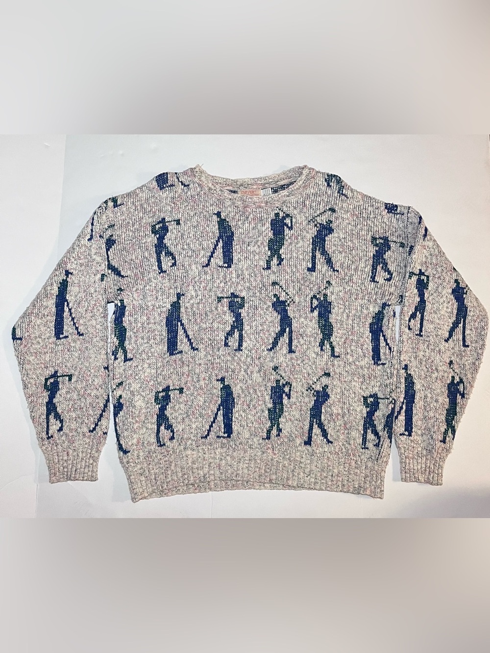 Vintage Fox Collection Golf Sweater~Made USA~Large ~GrandpaCore~All over print